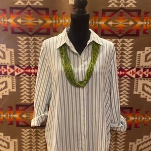 Green & White Striped Top